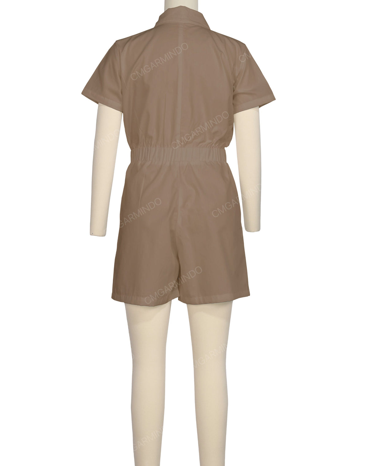 Short Sleeve Elastic Waist Jumpsuit