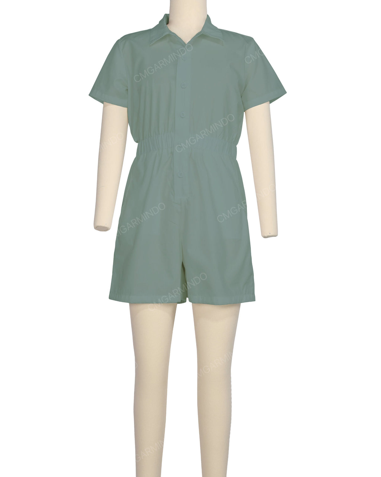 Short Sleeve Elastic Waist Jumpsuit