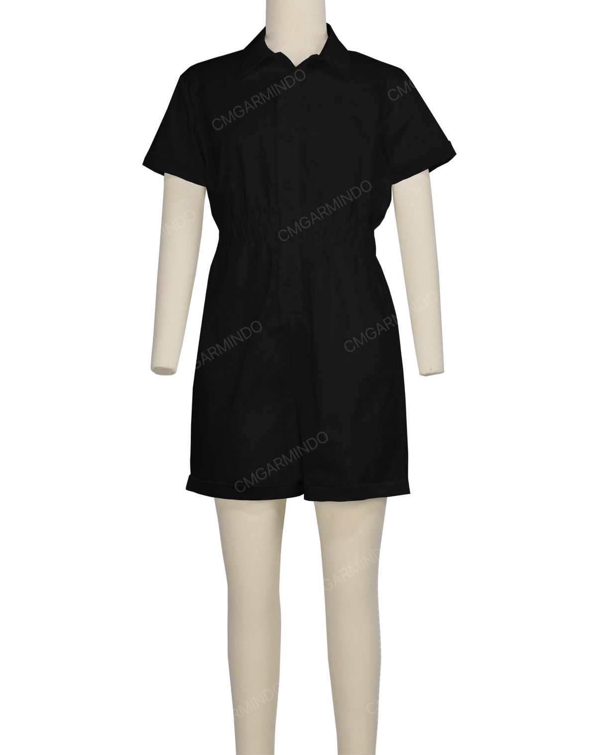 Short Sleeve Cuffed Hem Jumpsuit