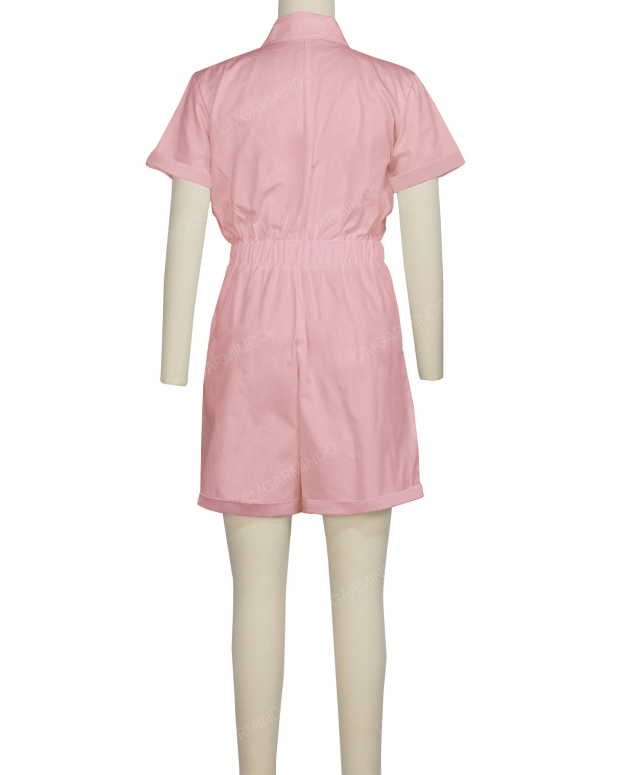 Short Sleeve Cuffed Hem Jumpsuit