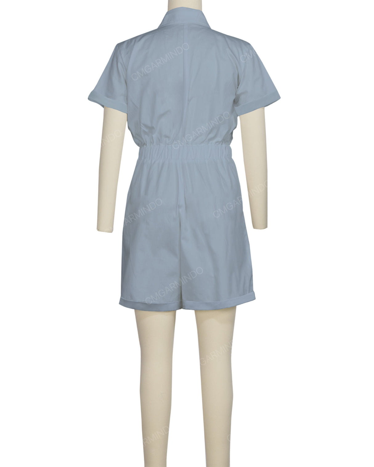Short Sleeve Cuffed Hem Jumpsuit