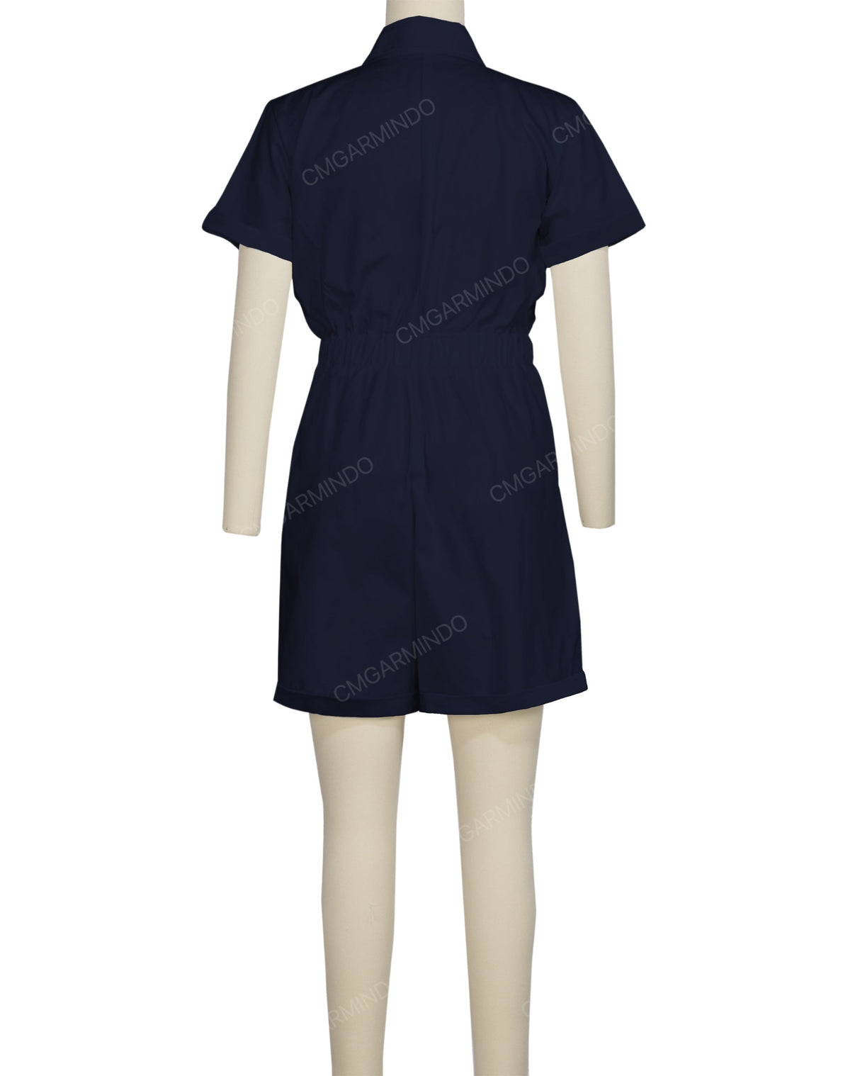 Short Sleeve Cuffed Hem Jumpsuit