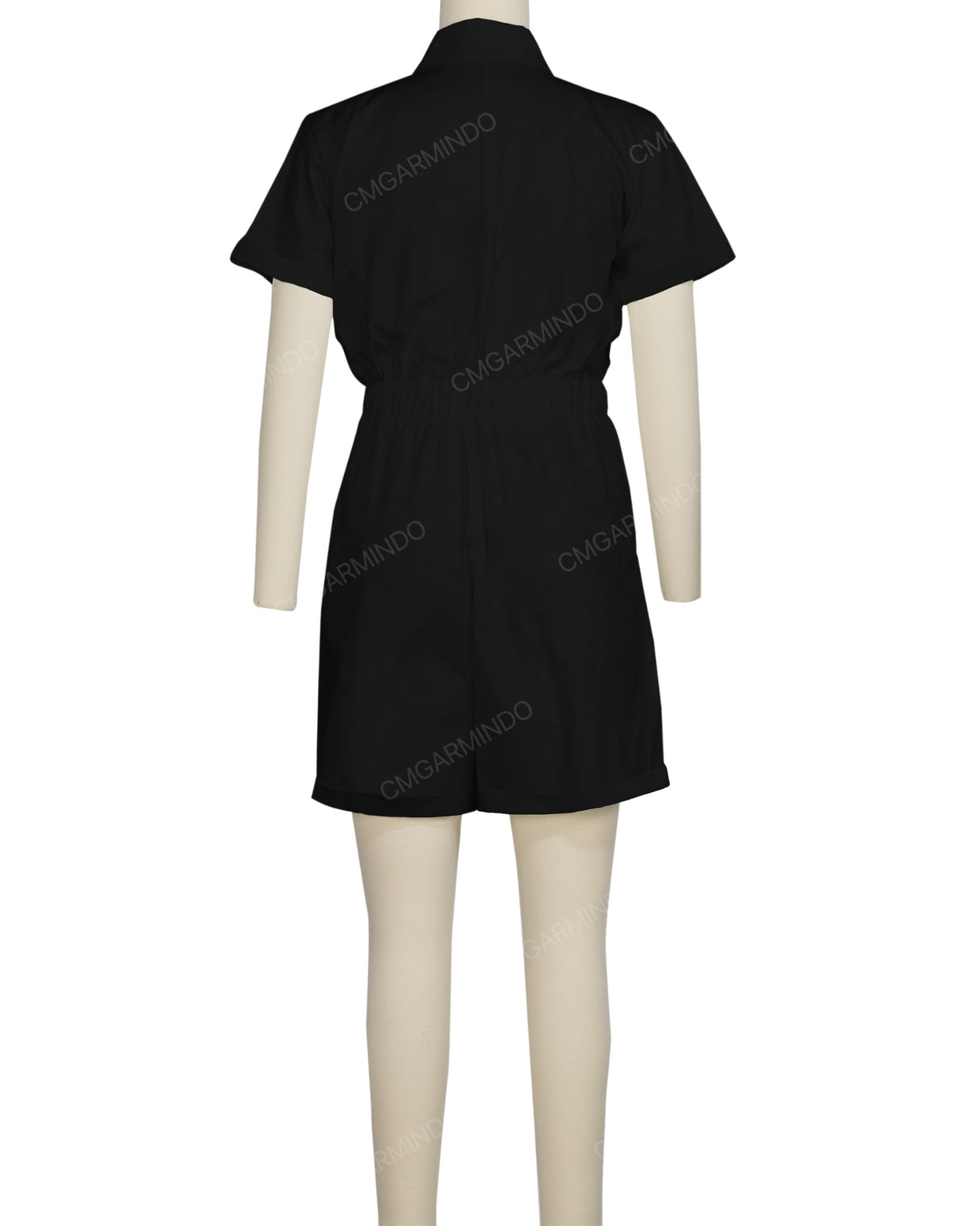 Short Sleeve Cuffed Hem Jumpsuit