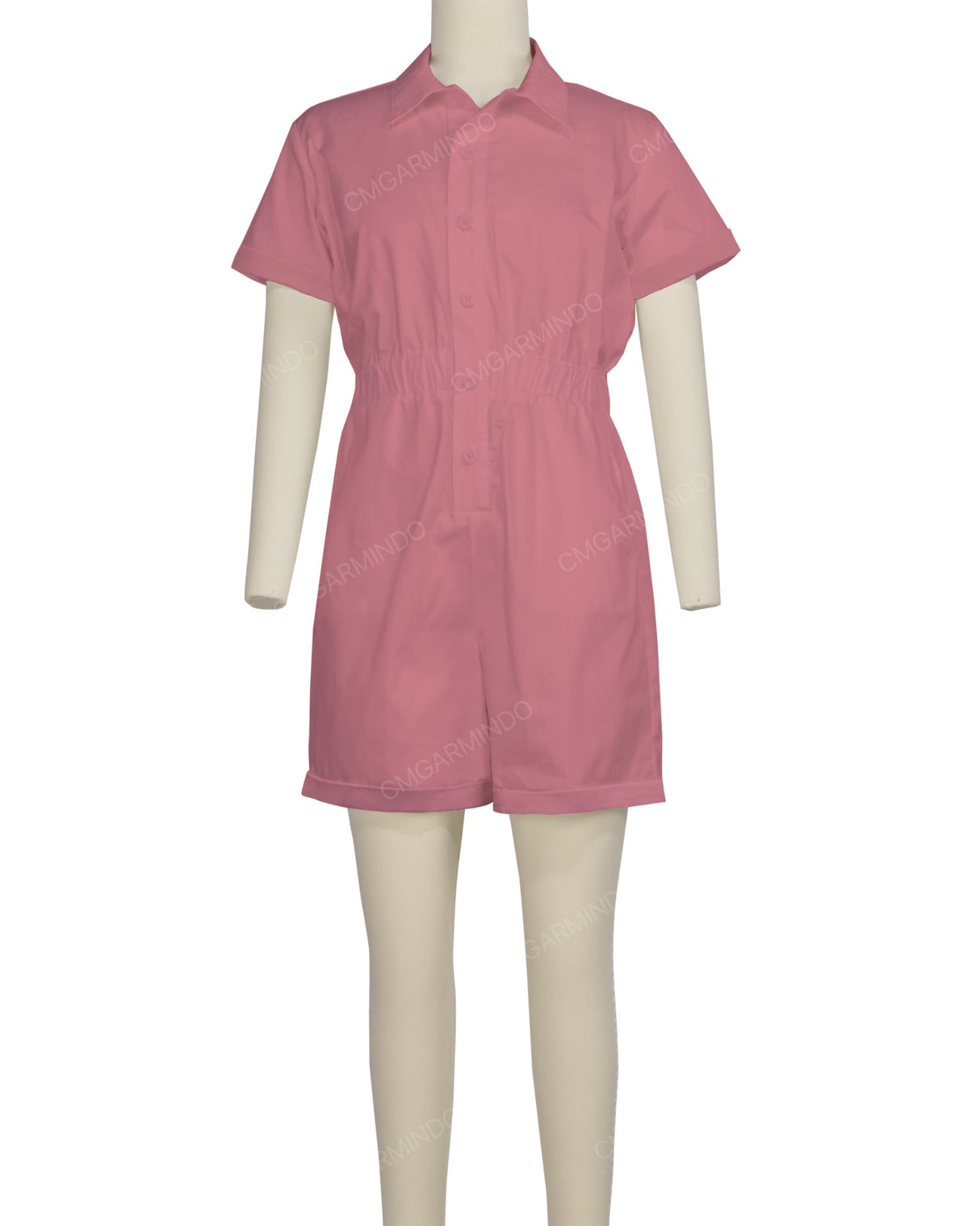 Short Sleeve Cuffed Hem Jumpsuit