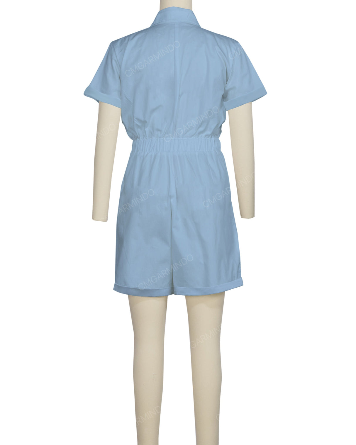 Short Sleeve Cuffed Hem Jumpsuit