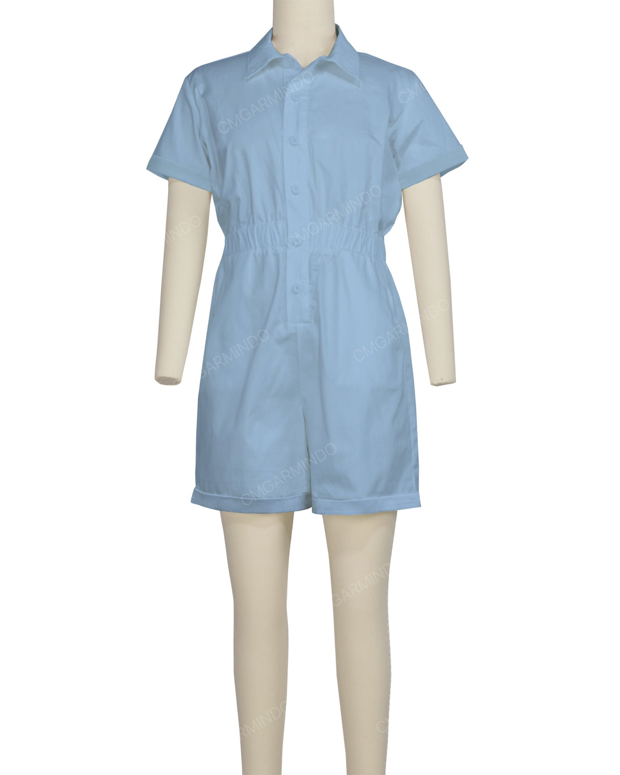 Short Sleeve Cuffed Hem Jumpsuit