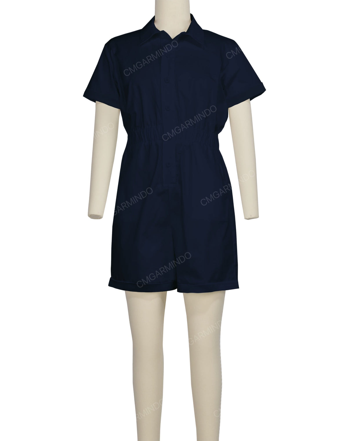 Short Sleeve Cuffed Hem Jumpsuit