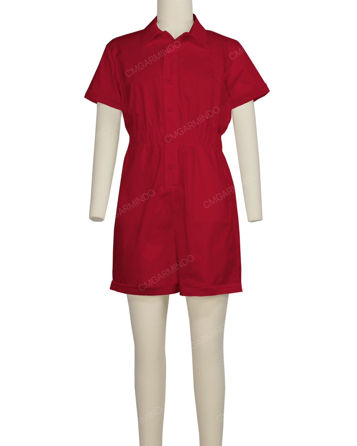 Short Sleeve Cuffed Hem Jumpsuit
