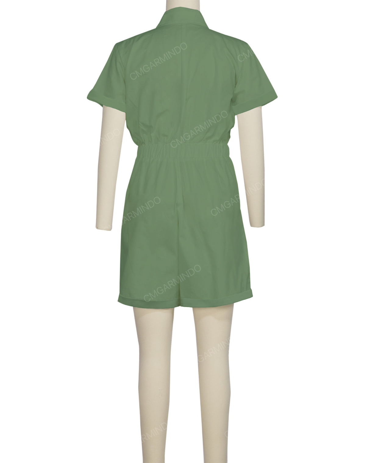 Short Sleeve Cuffed Hem Jumpsuit