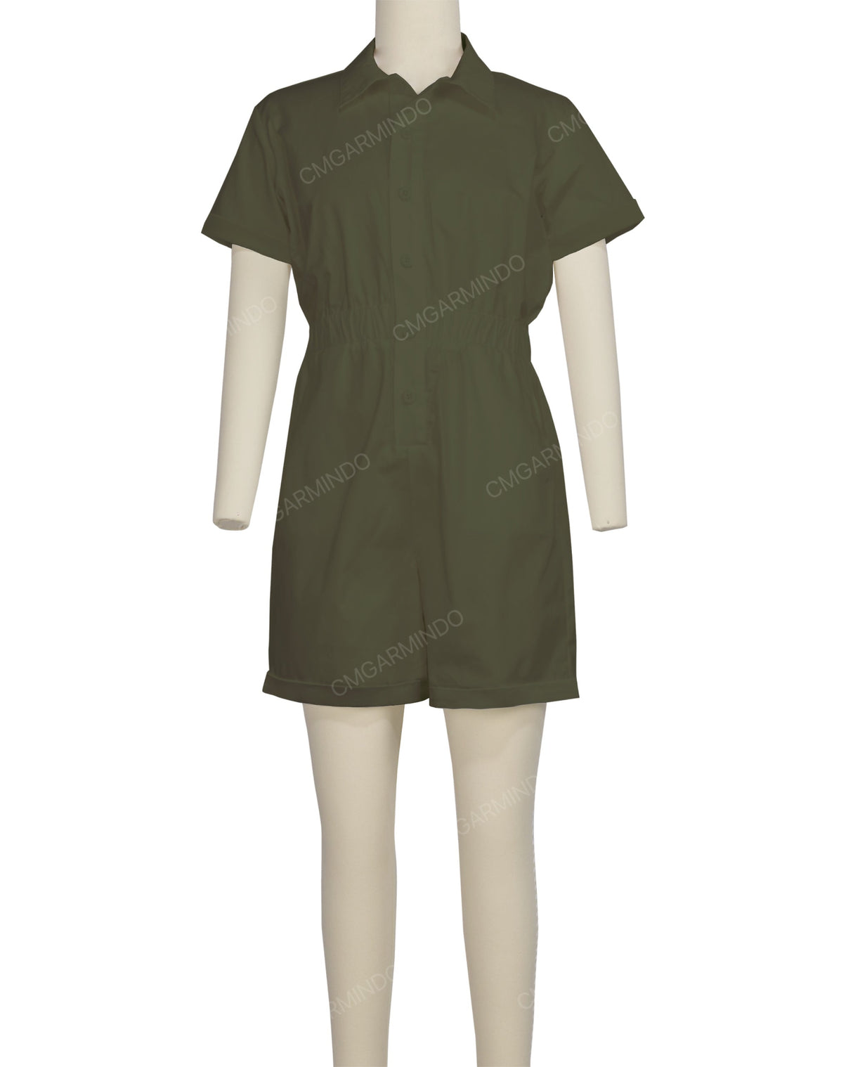 Short Sleeve Cuffed Hem Jumpsuit