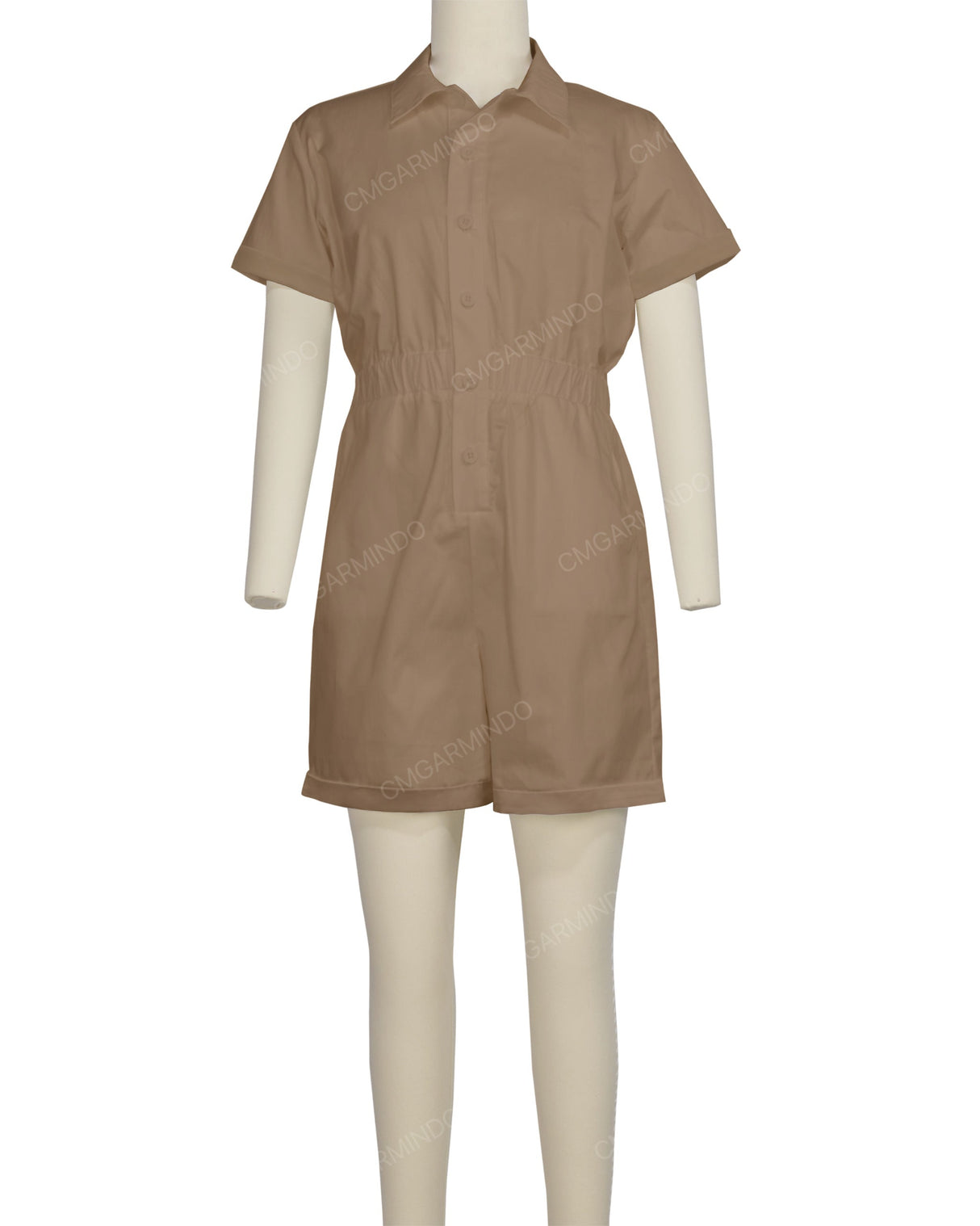 Short Sleeve Cuffed Hem Jumpsuit
