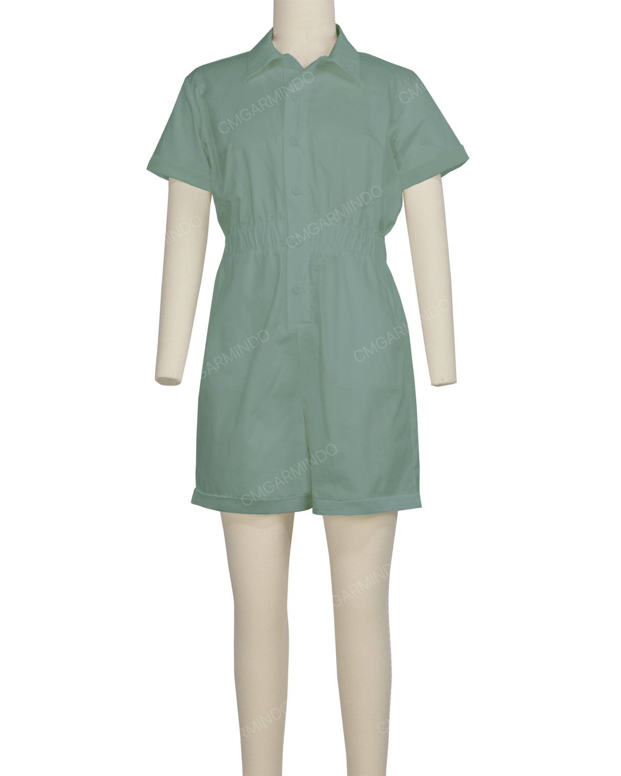 Short Sleeve Cuffed Hem Jumpsuit