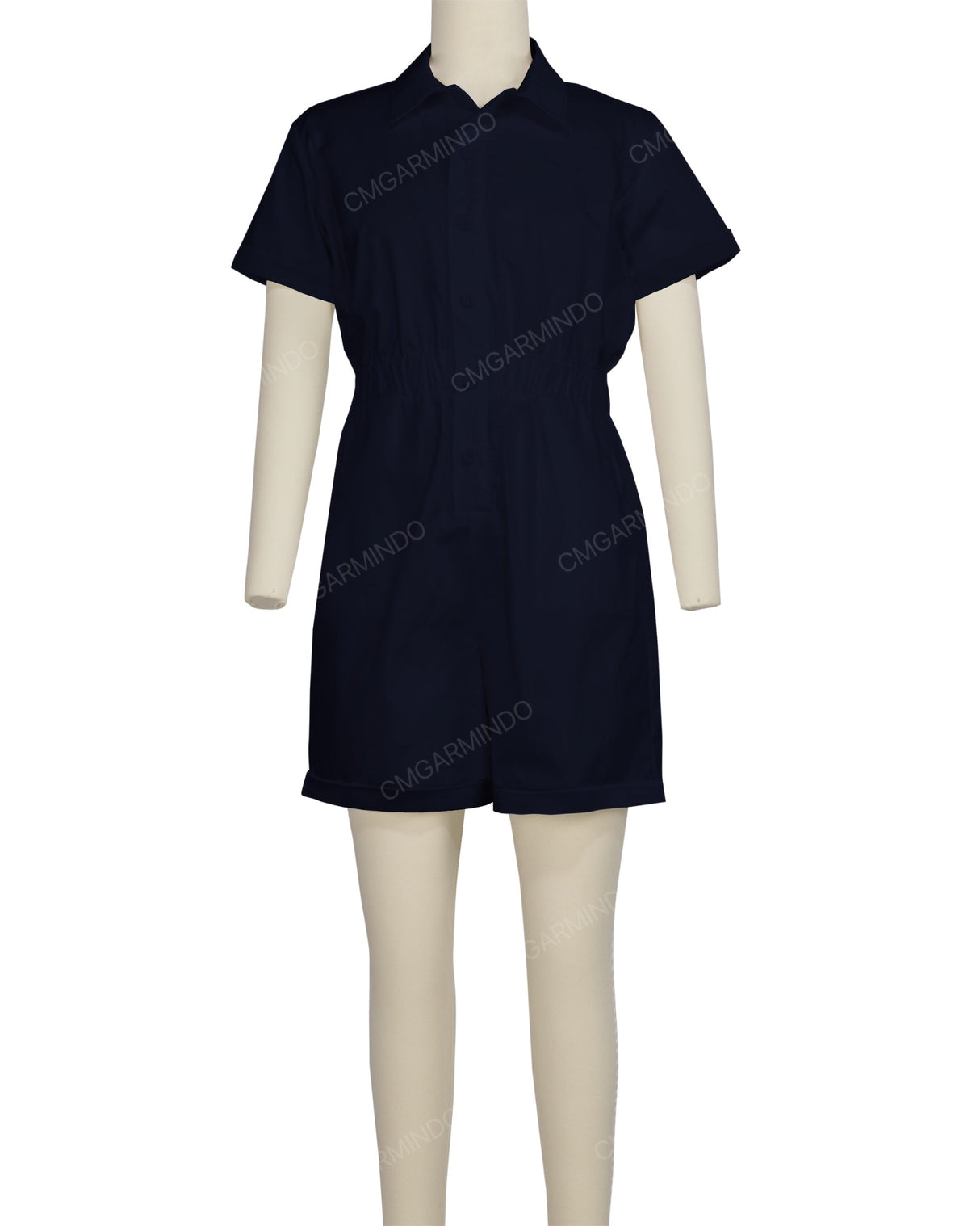 Short Sleeve Cuffed Hem Jumpsuit