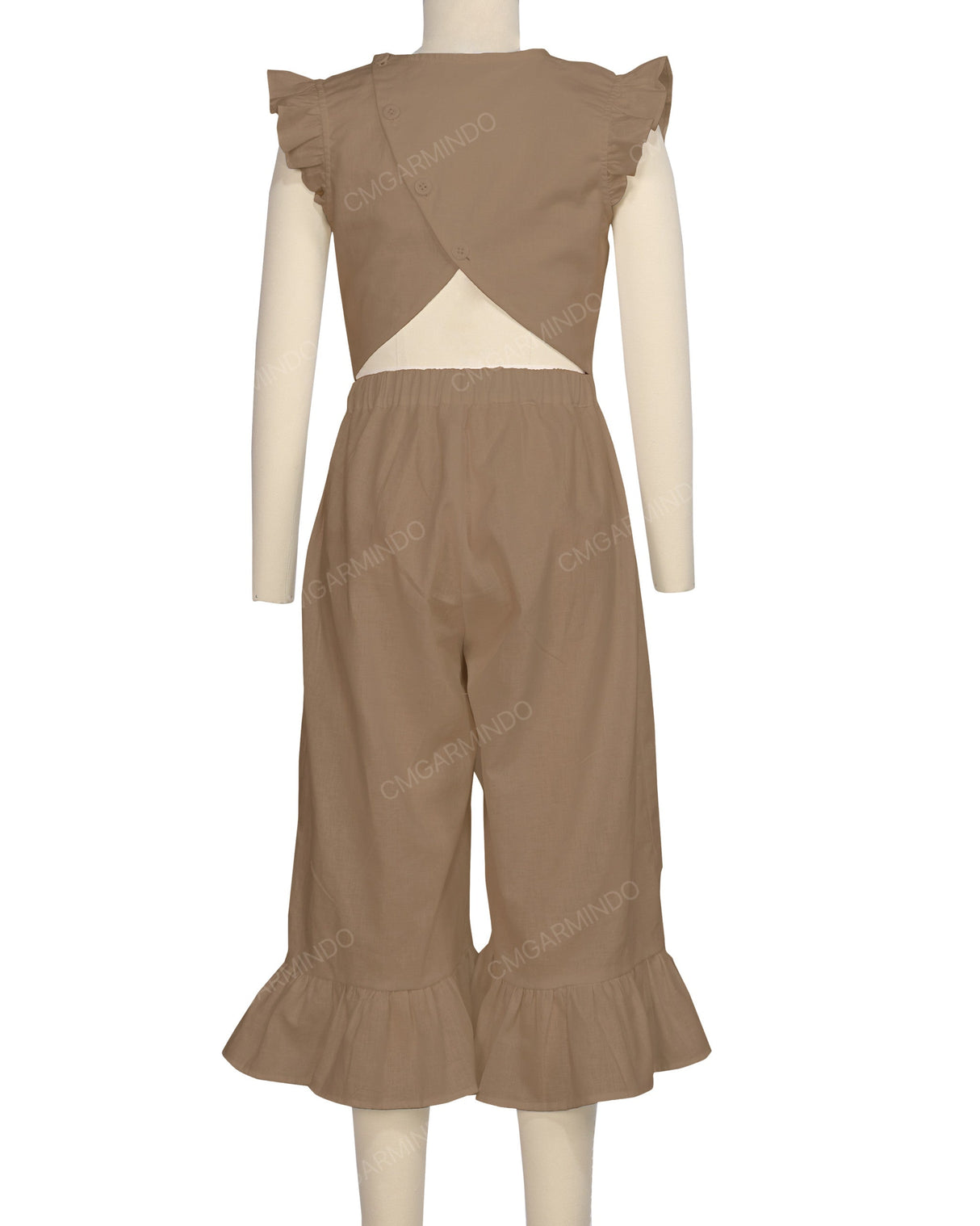 Ruffle Cap Sleeve Asymmetrical Jumpsuit