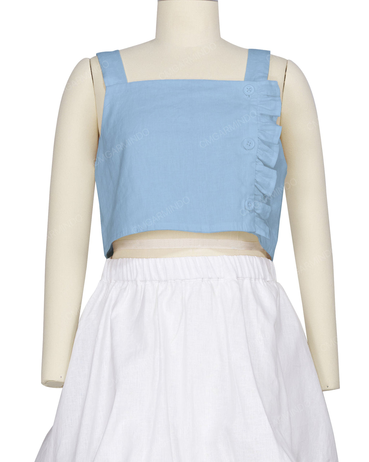 Ruffle Side Button Up Top