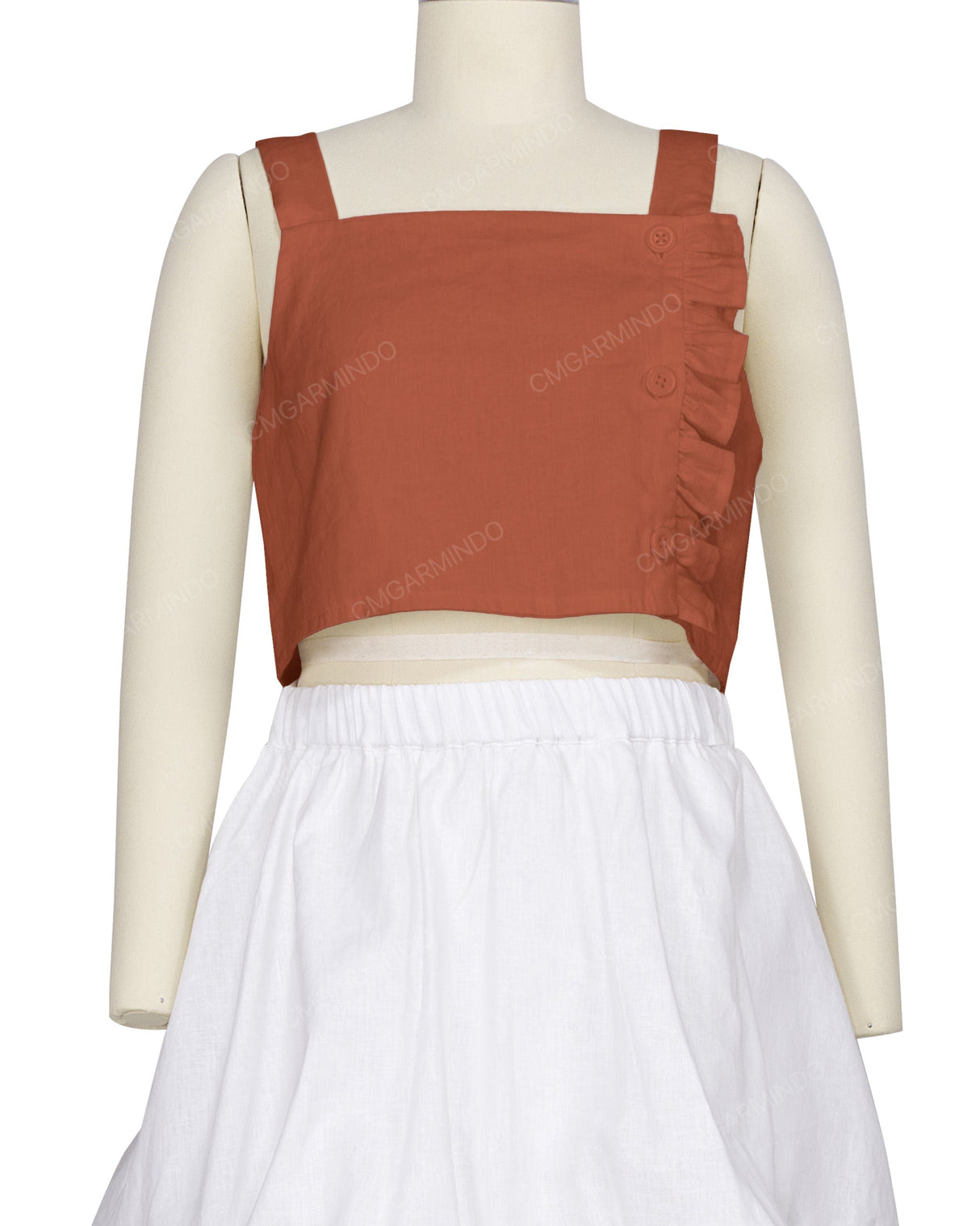 Ruffle Side Button Up Top