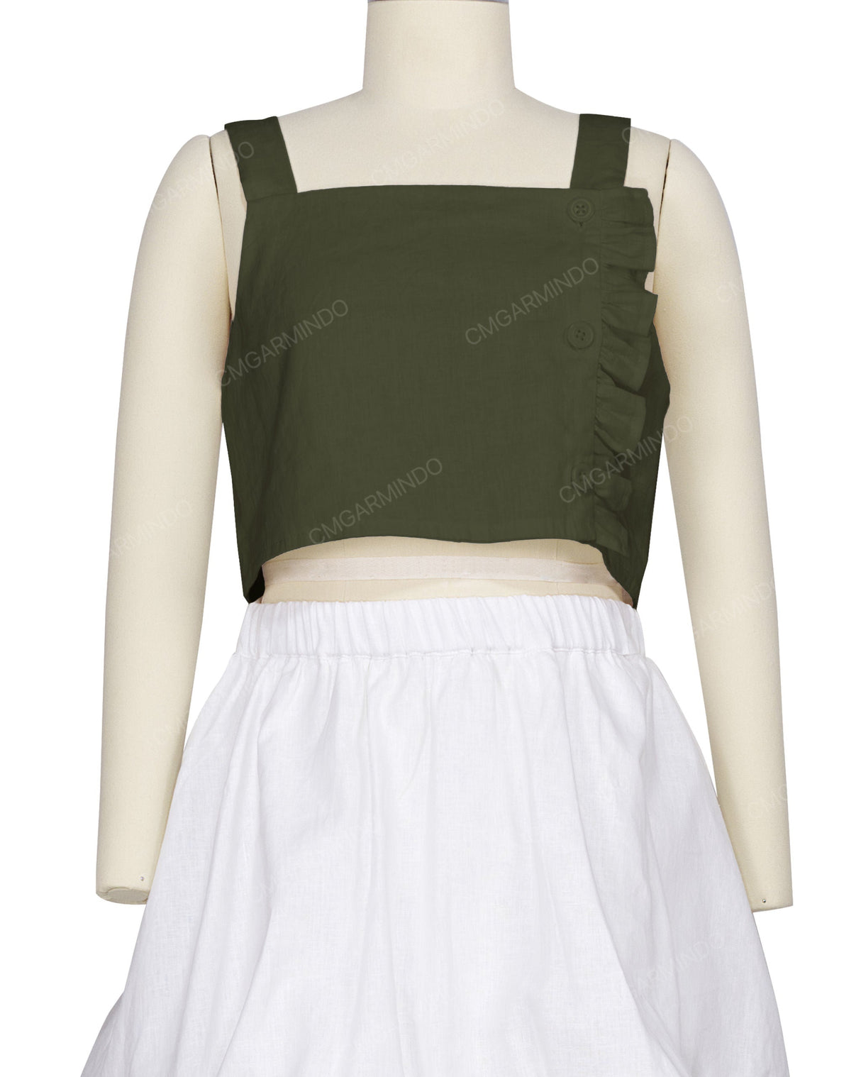 Ruffle Side Button Up Top