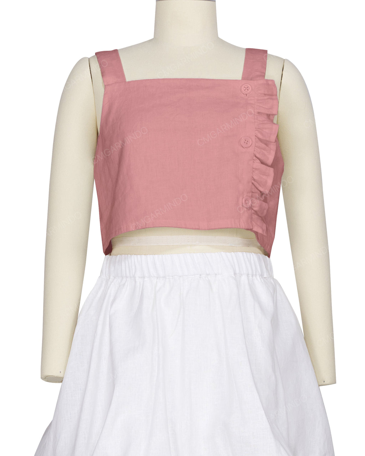 Ruffle Side Button Up Top
