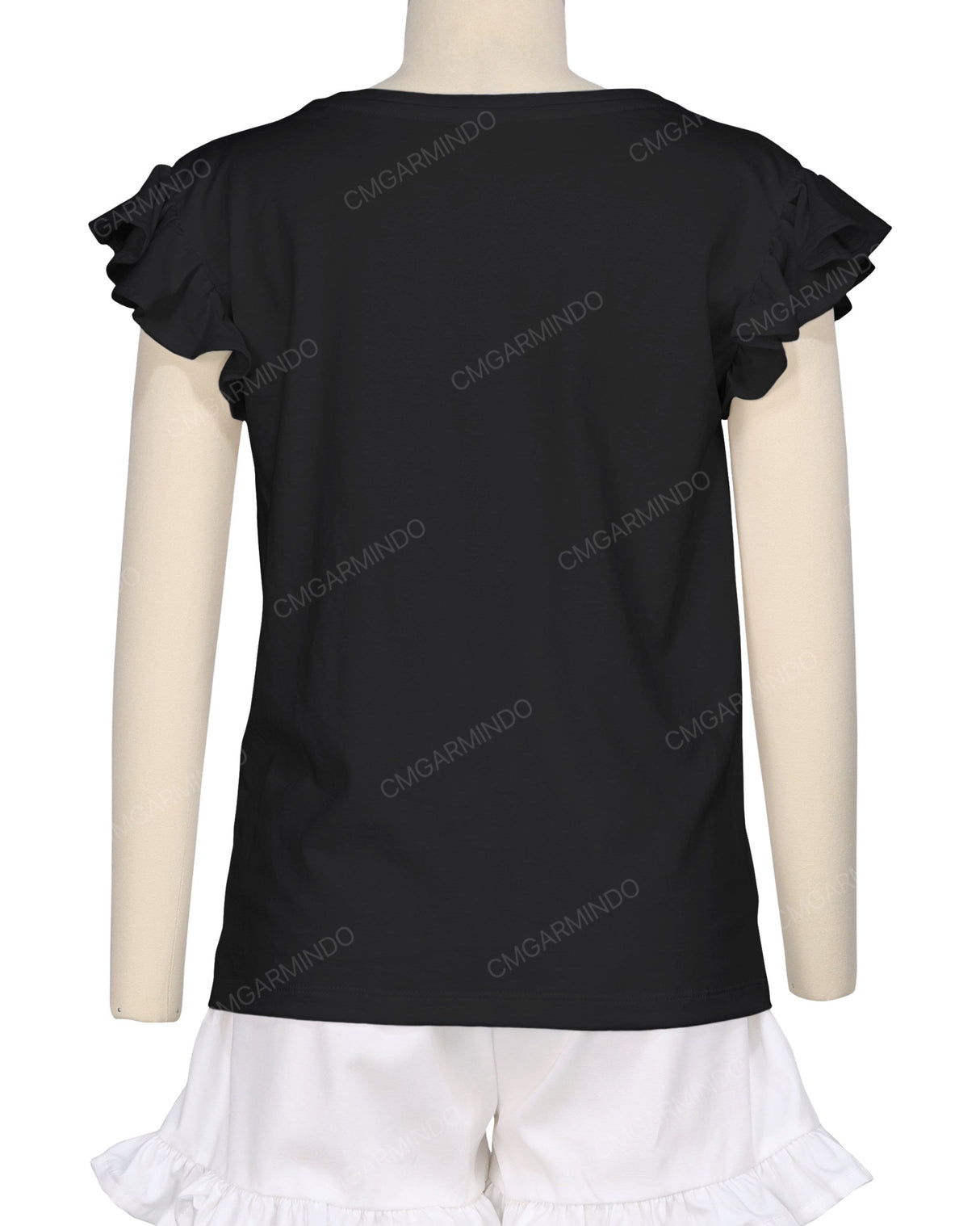 Frill Cap Sleeve Boat Neck T-shirt