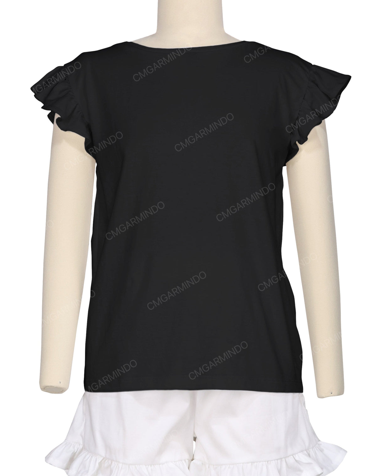 Frill Cap Sleeve Boat Neck T-shirt