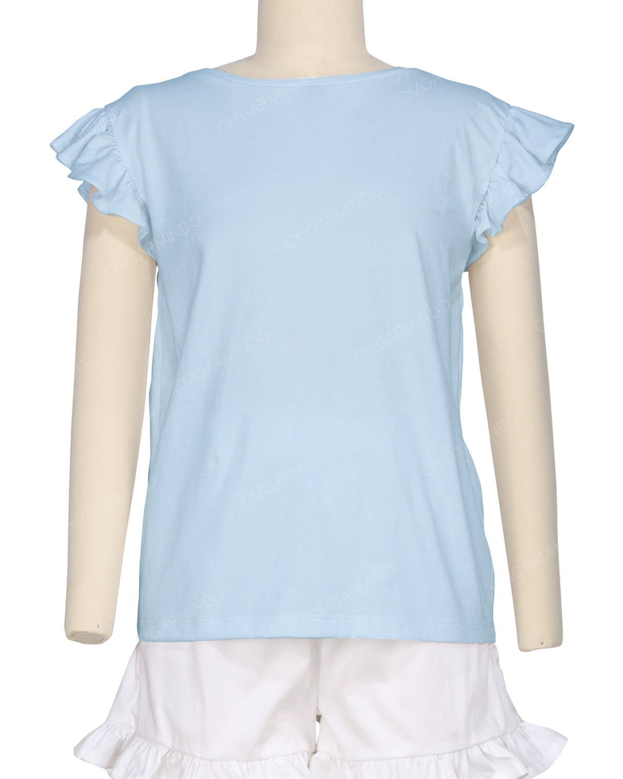 Frill Cap Sleeve Boat Neck T-shirt