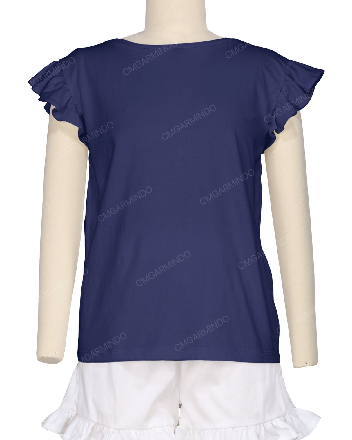 Frill Cap Sleeve Boat Neck T-shirt