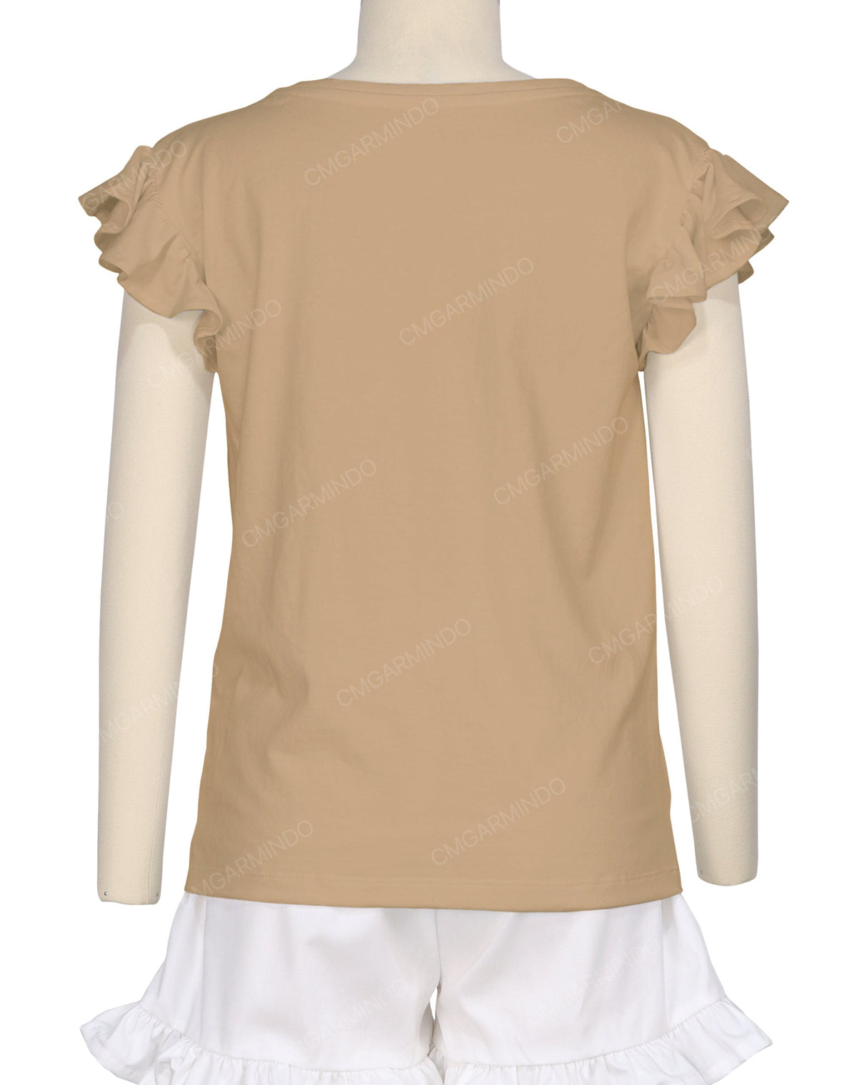 Frill Cap Sleeve Boat Neck T-shirt
