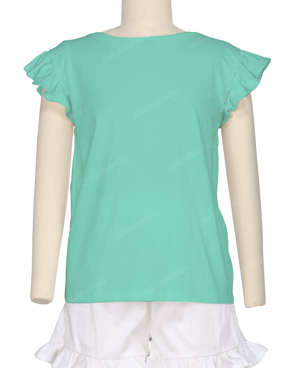 Frill Cap Sleeve Boat Neck T-shirt