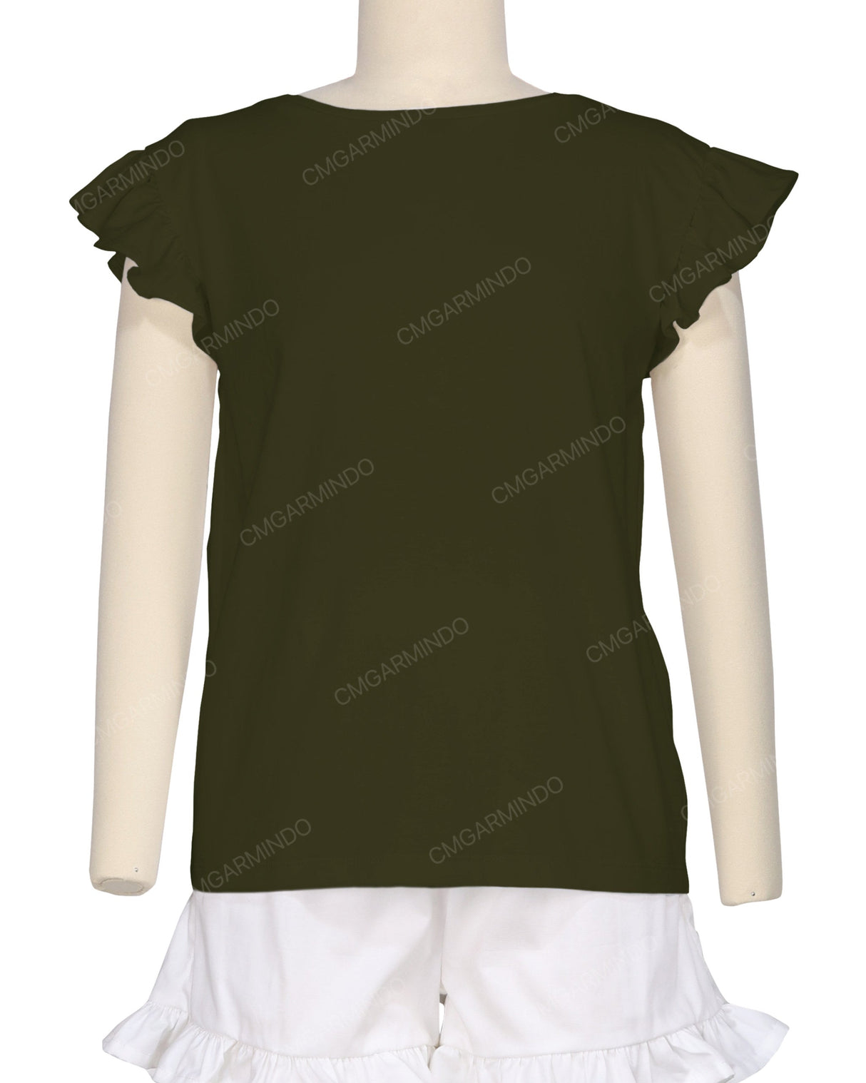 Frill Cap Sleeve Boat Neck T-shirt
