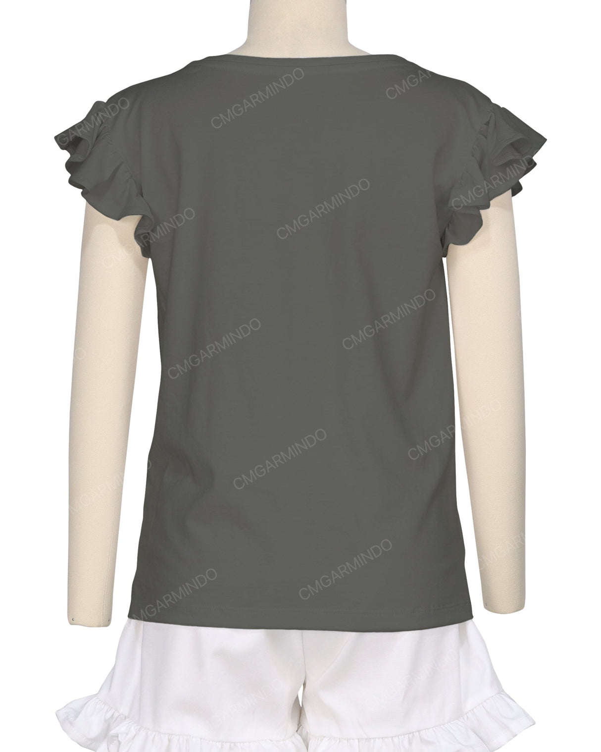 Frill Cap Sleeve Boat Neck T-shirt