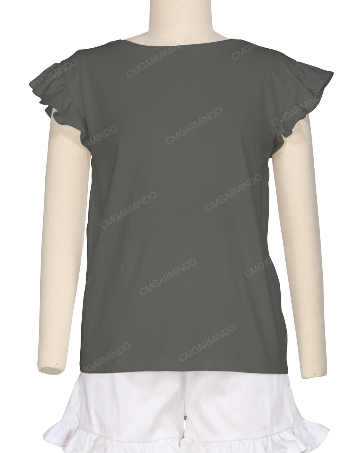 Frill Cap Sleeve Boat Neck T-shirt