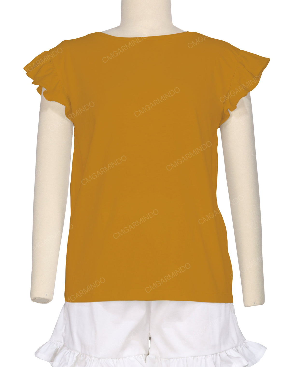 Frill Cap Sleeve Boat Neck T-shirt