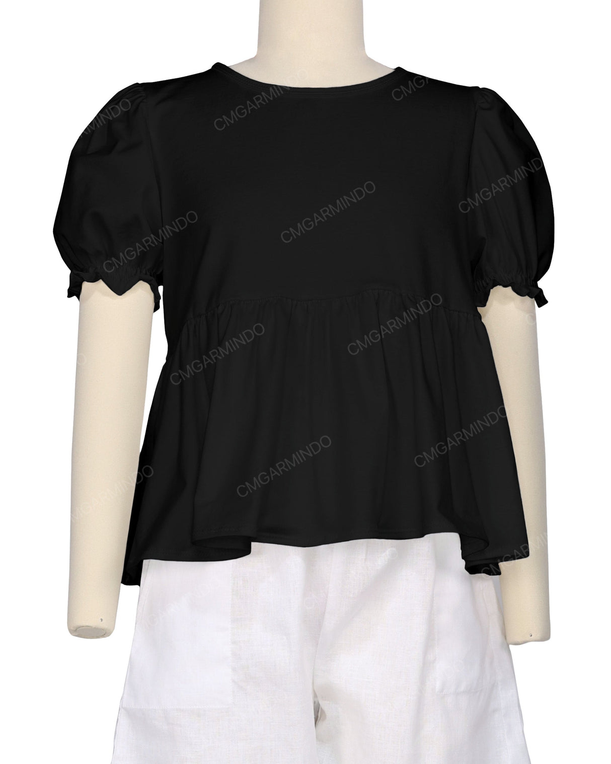 Puff Sleeve Boat Neck Top