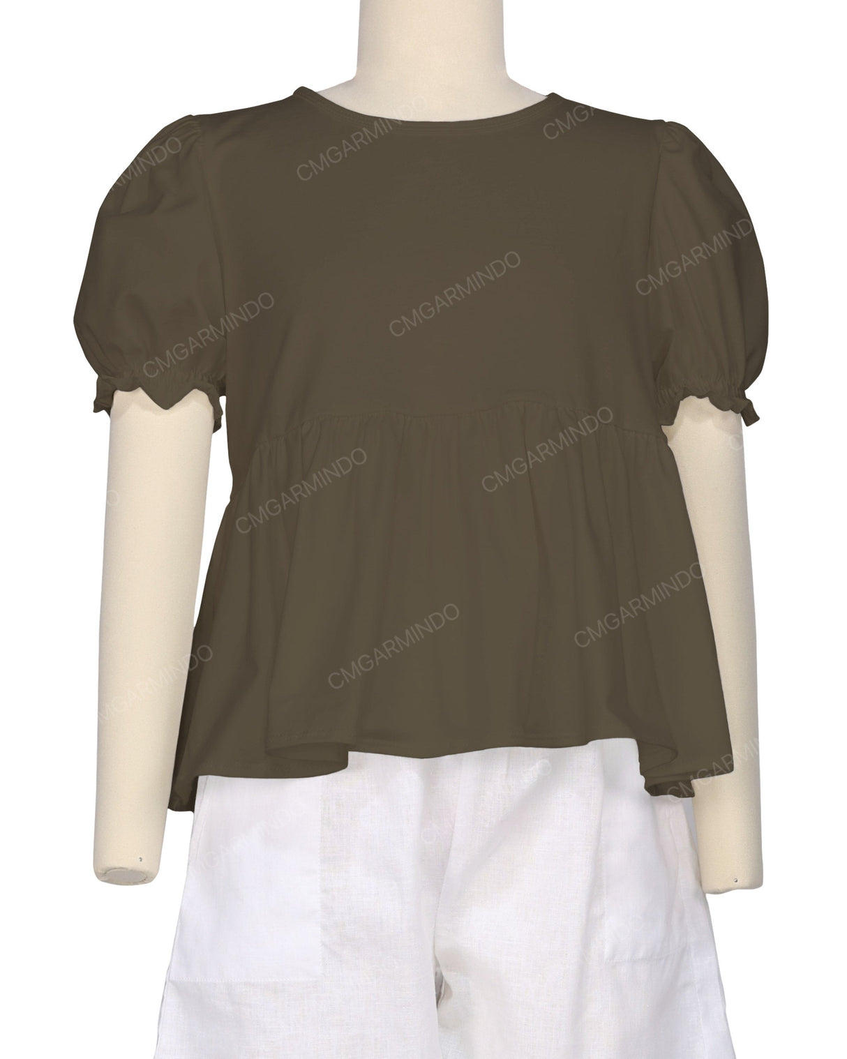 Puff Sleeve Boat Neck Top