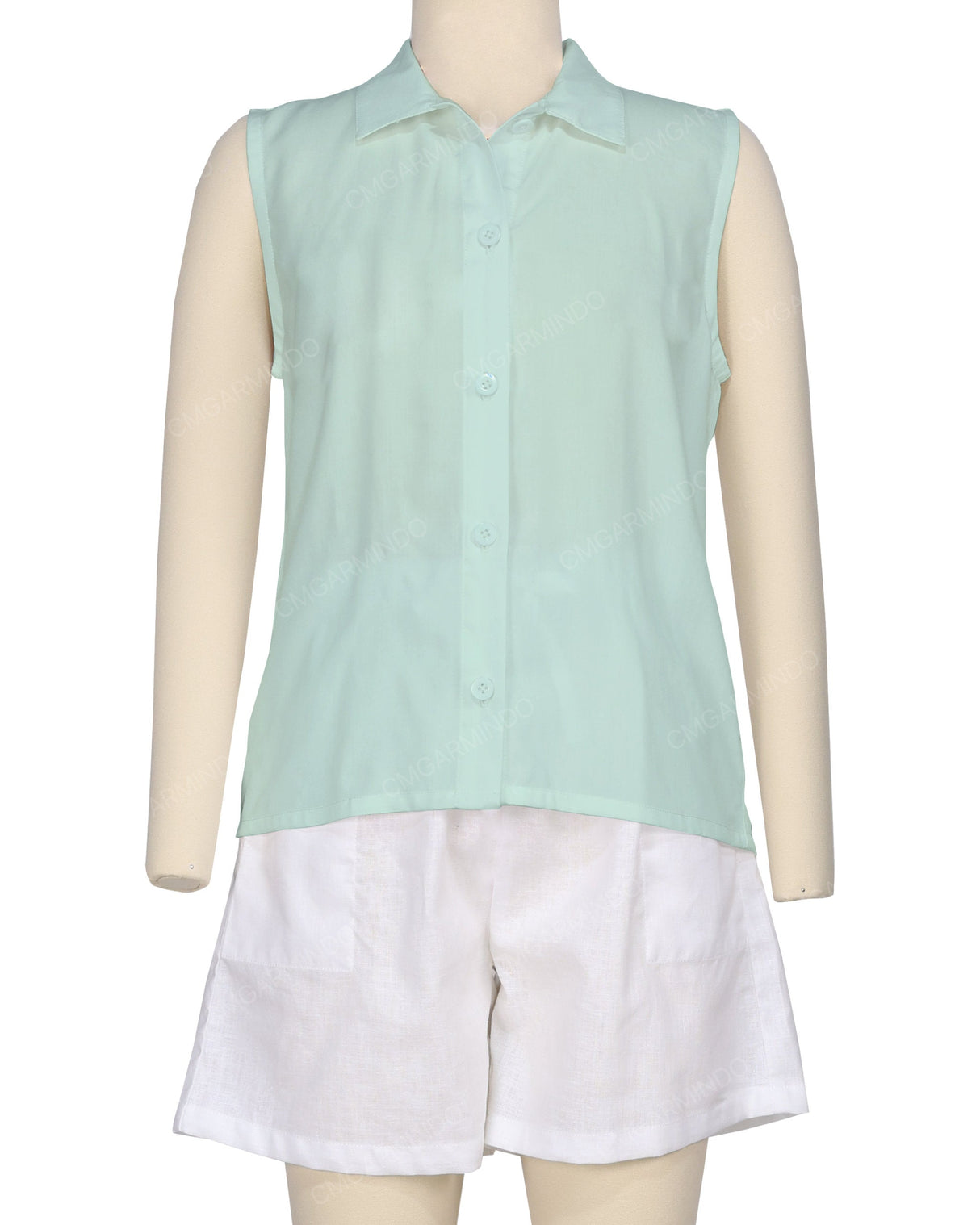 Sleeveless Button Up Shirt
