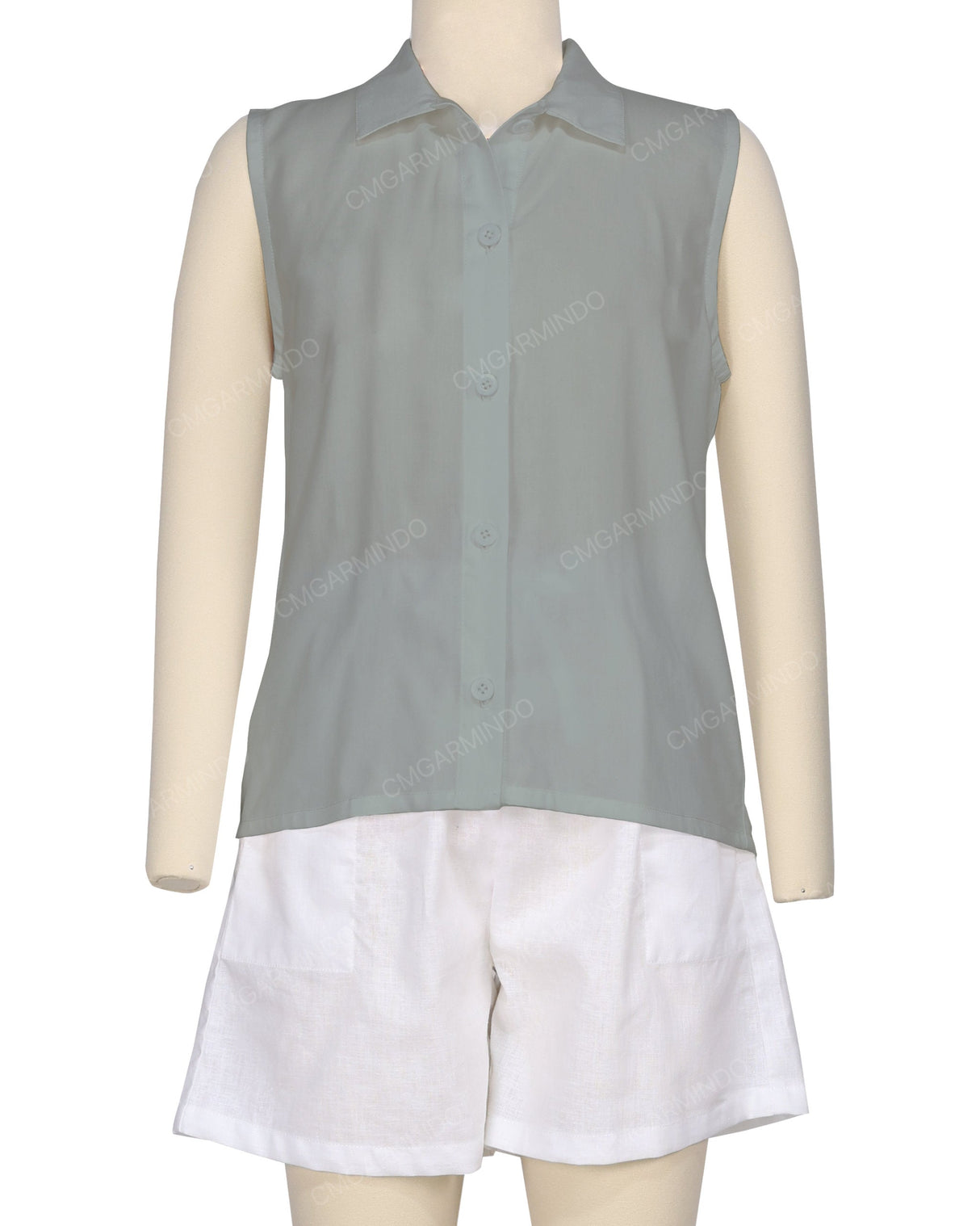 Sleeveless Button Up Shirt
