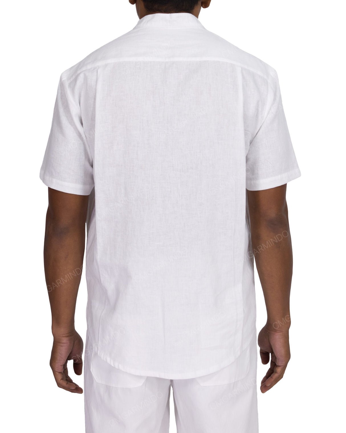 Short Sleeve Mandarin Collar Shirt