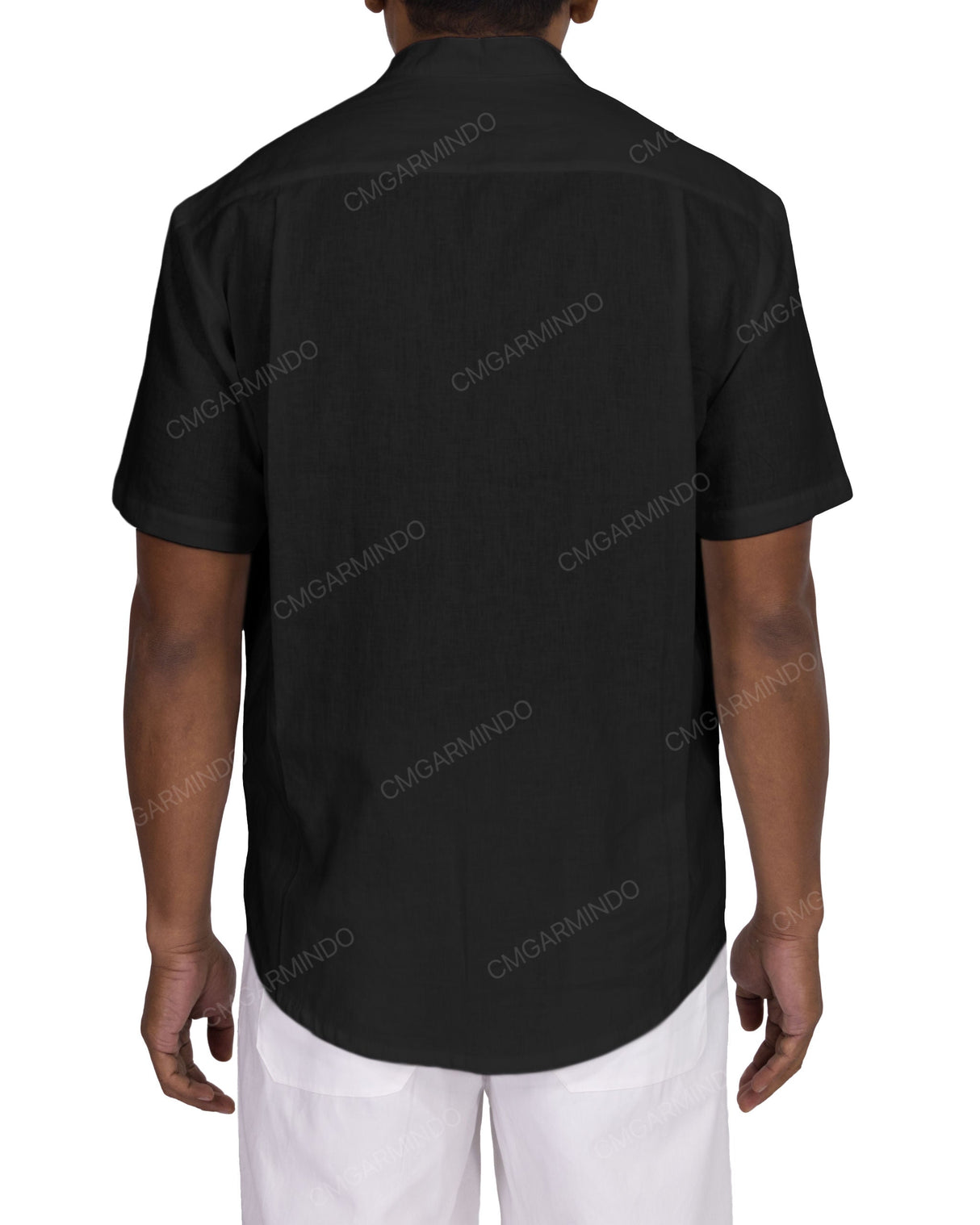 Short Sleeve Mandarin Collar Shirt