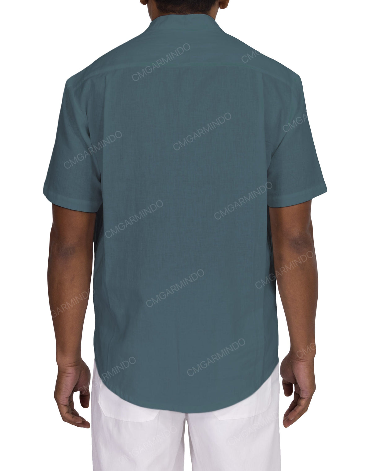Short Sleeve Mandarin Collar Shirt