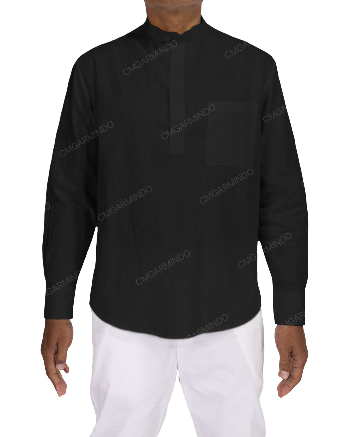 Long Sleeve Mandarin Collar Shirt