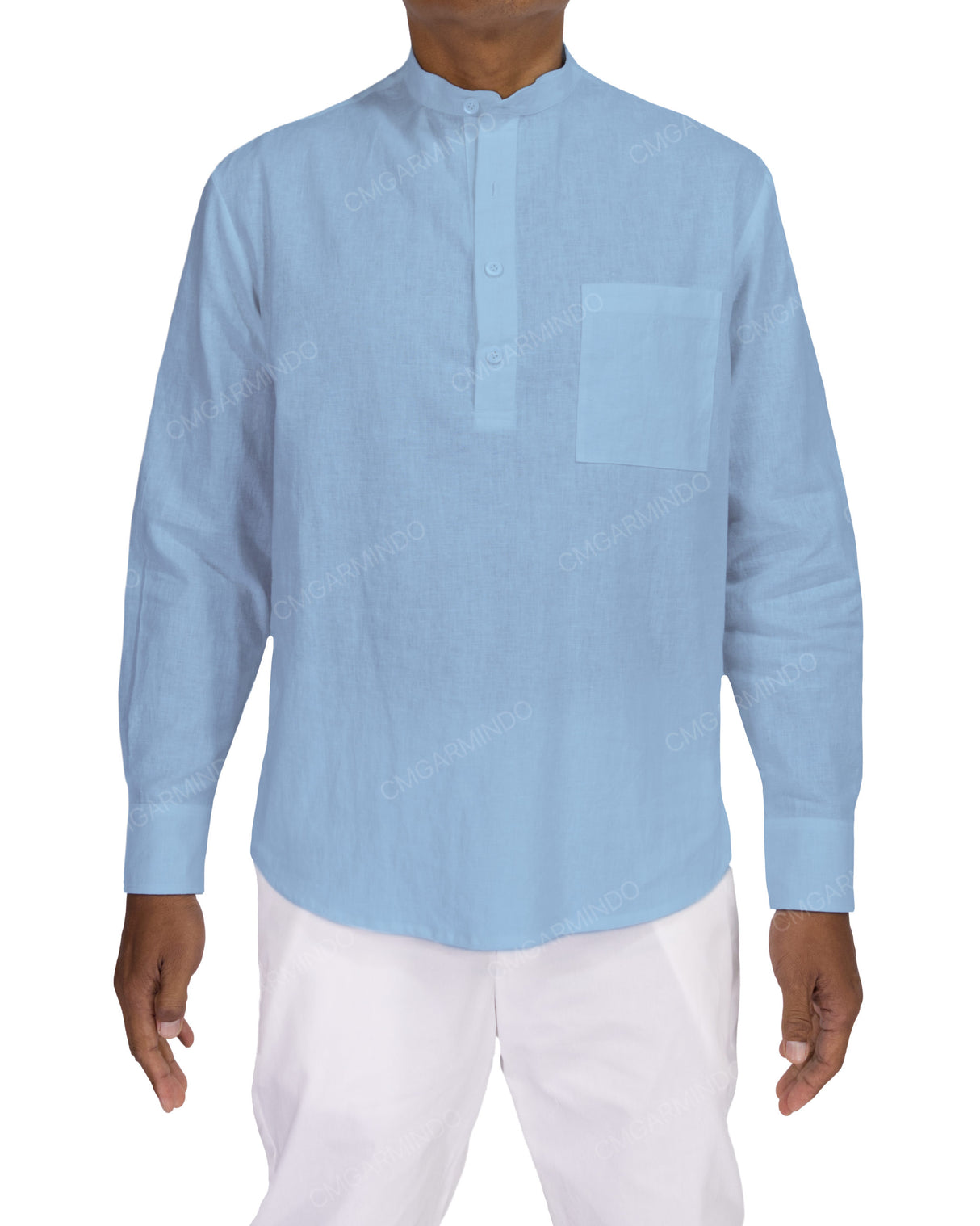 Long Sleeve Mandarin Collar Shirt