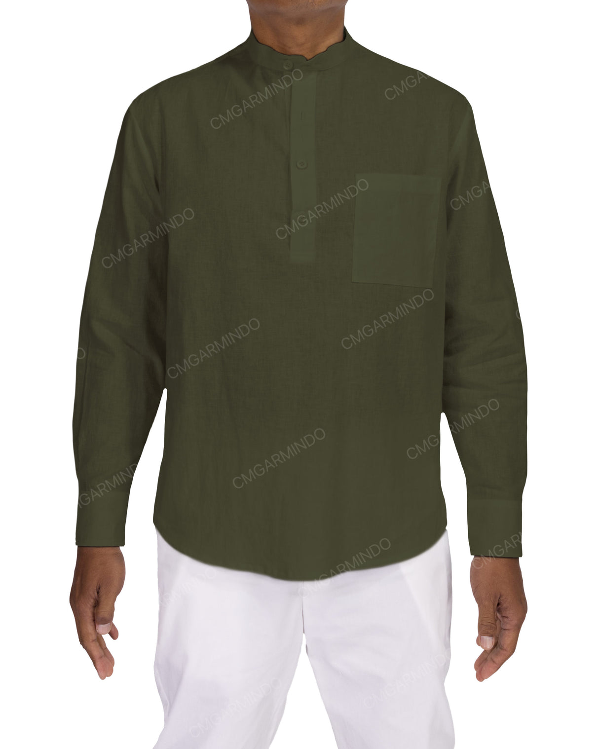 Long Sleeve Mandarin Collar Shirt