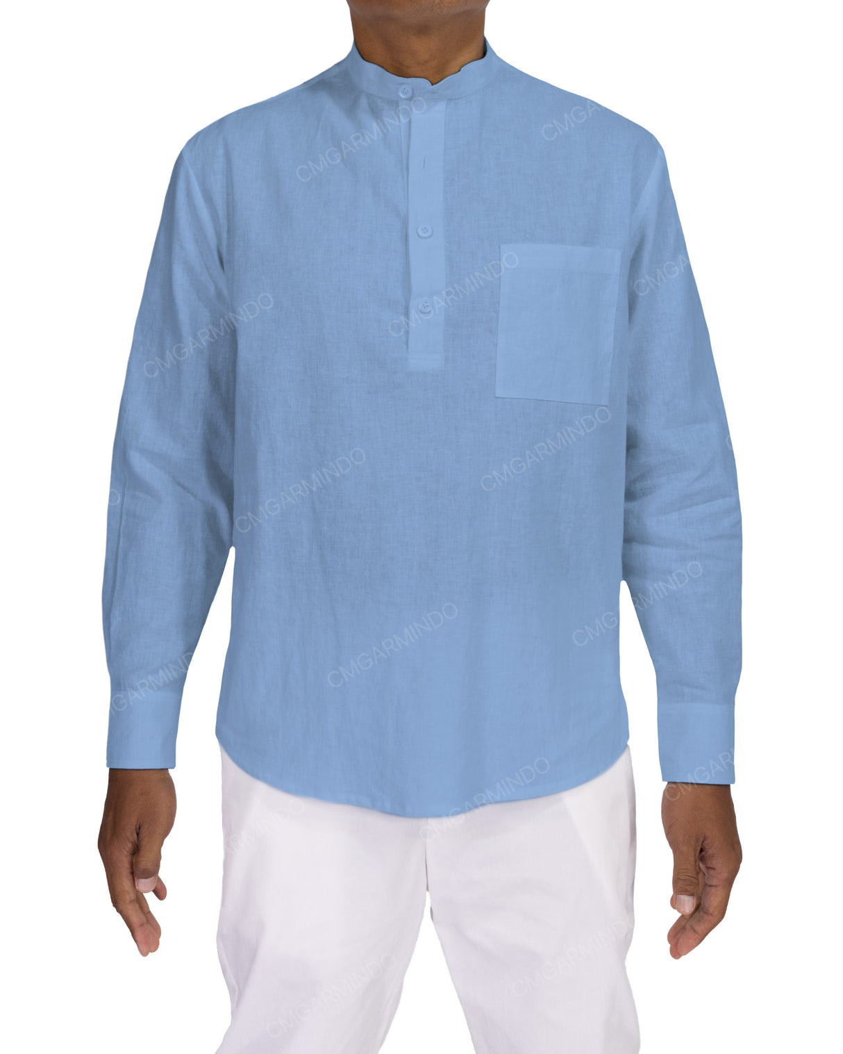 Long Sleeve Mandarin Collar Shirt