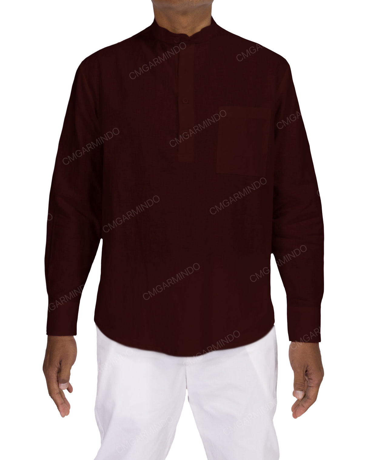 Long Sleeve Mandarin Collar Shirt