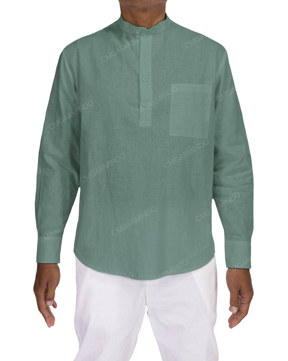Long Sleeve Mandarin Collar Shirt