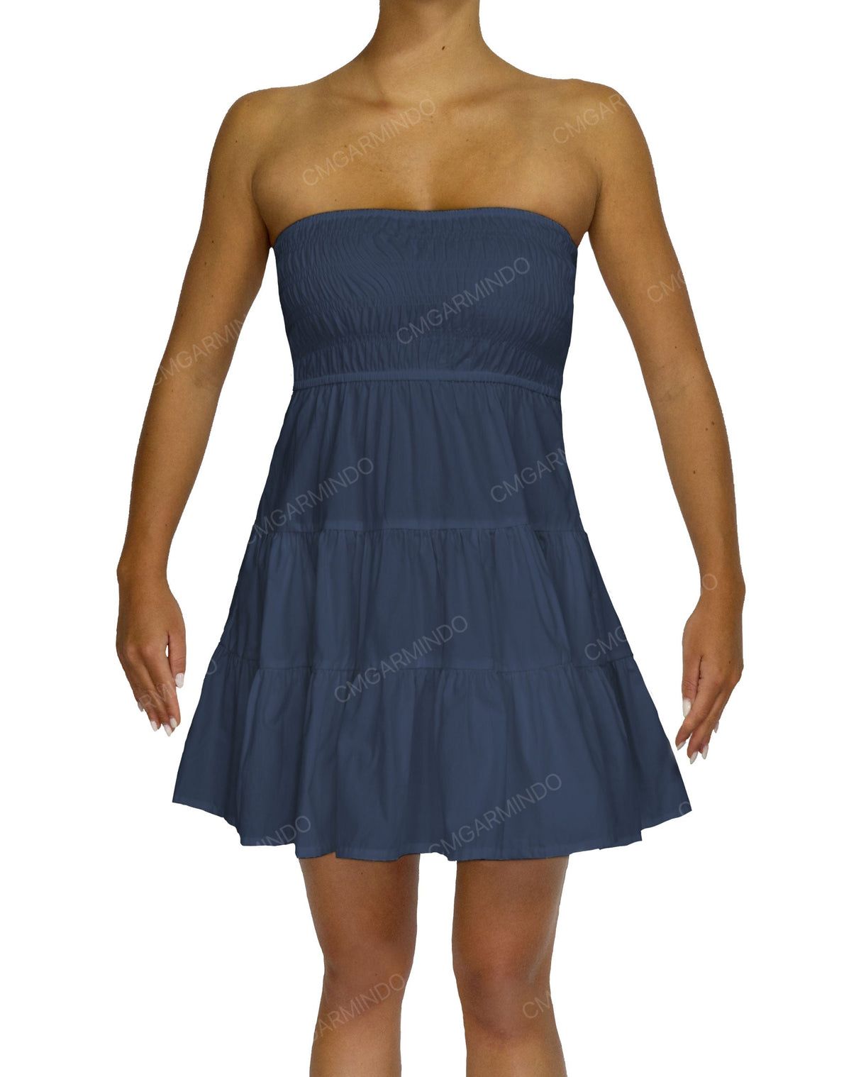 Shirred Tube Top Mini Dress