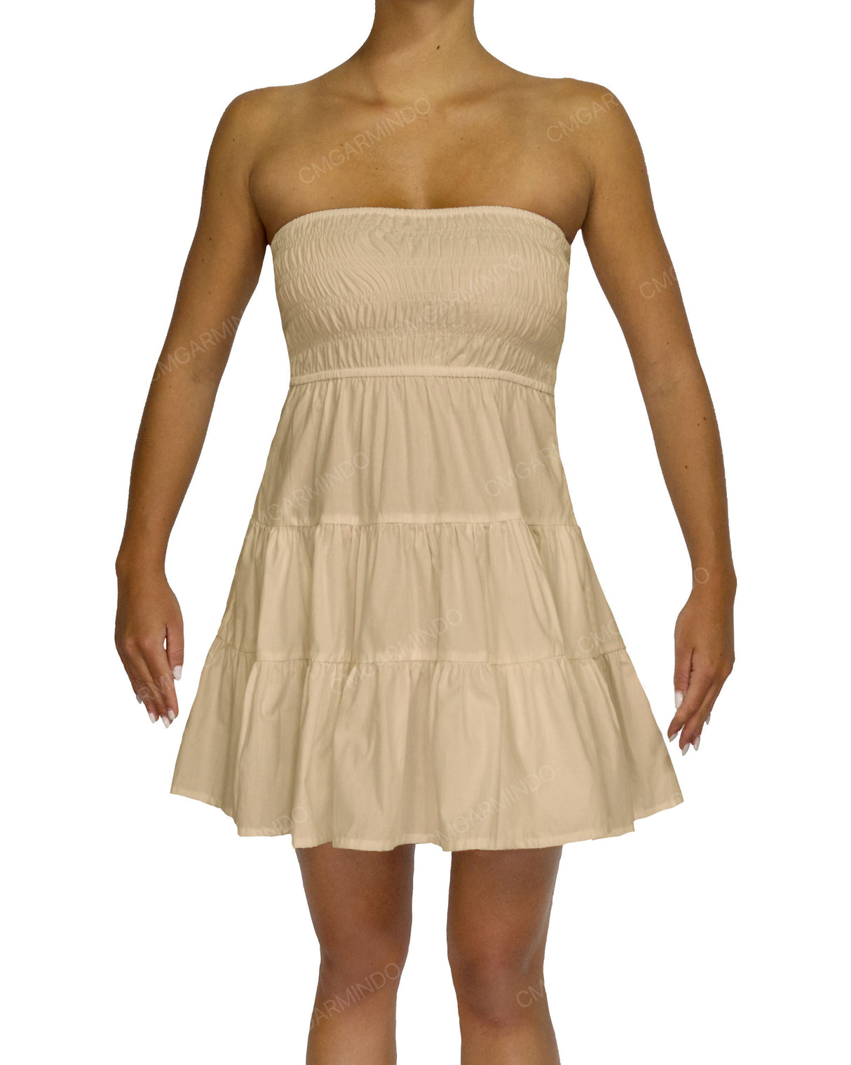 Shirred Tube Top Mini Dress