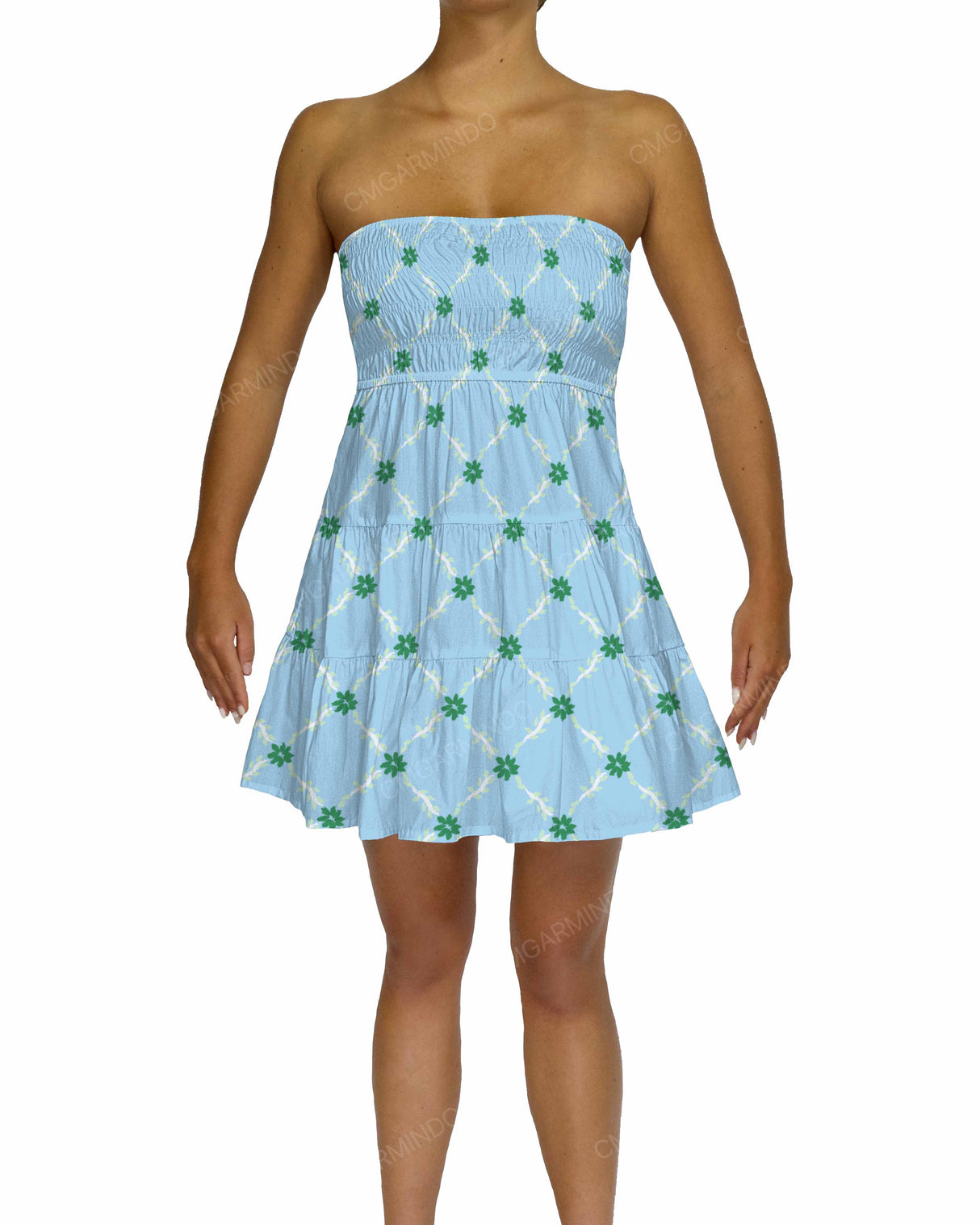 Shirred Tube Top Mini Dress