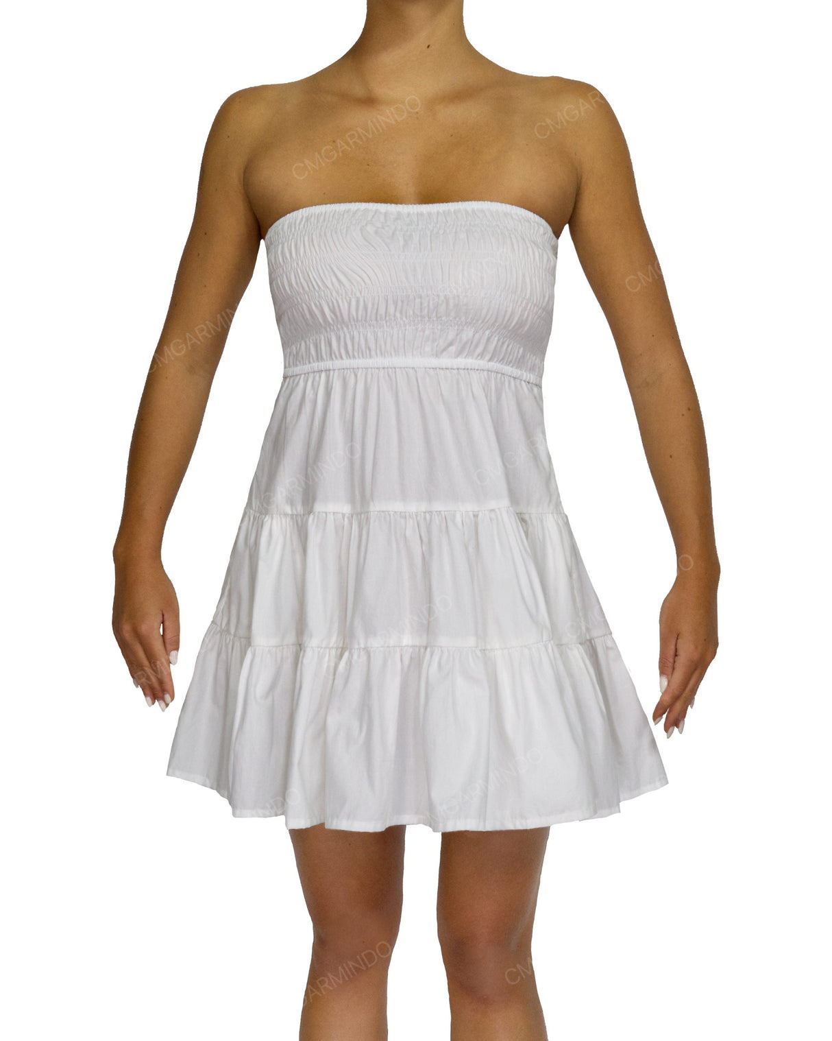 Shirred Tube Top Mini Dress
