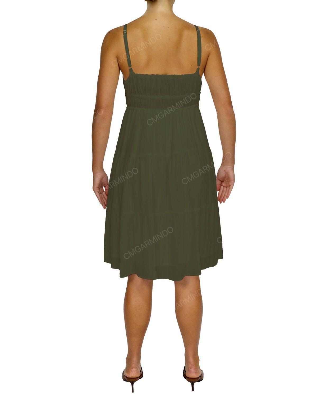 Shirred Waist Tiered Mini Dress